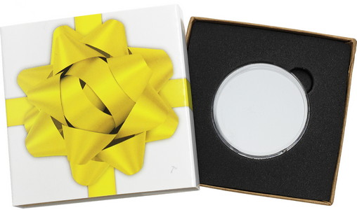 SilverTowne Natural Kraft Paper Gift Box with Yellow Bow Box Sleeve & Capsule [Add $5.00]